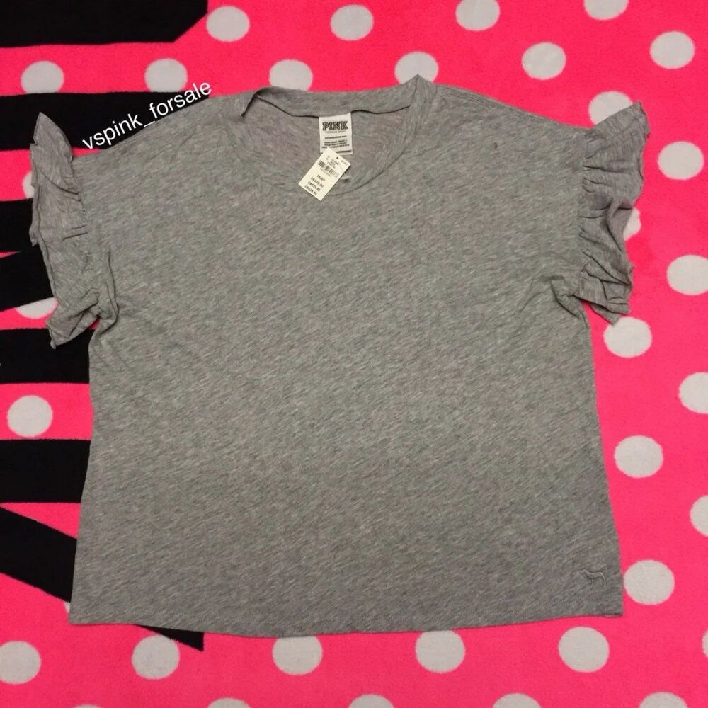 VS PINK XS Ruffle Crop Tee new Victoria's Secret